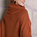 Poncho Bico Feminino Capa Tricô Gola Punho Casaco Inverno