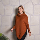 Poncho Bico Feminino Capa Tricô Gola Punho Casaco Inverno