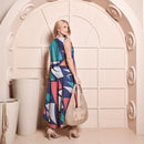 Conjunto Feminino Pantacourt Estampado em Viscolycra com Blusa Sem Manga Conforto e Elegância G GG Vermelho e Verde