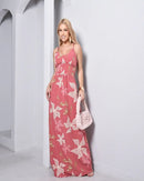 Vestido Longo Estampado  Alça M ao GG Verão  Rosa