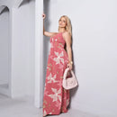 Vestido Longo Estampado  Alça M ao GG Verão  Rosa