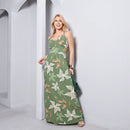 Vestido Longo Estampado Feminina Alça M ao GG Verão Verde