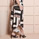 Conjunto Feminino Pantacourt Estampado em Viscolycra com Blusa Sem Manga Conforto e Elegância G GG Bege e Preto