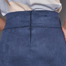 Saia Midi em Suede - Azul