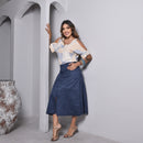 Blusa Estampada – Decote em V Bege e Azul