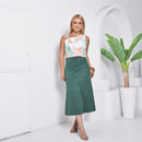 Saia Midi em Suede - Verde