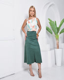 Saia Midi em Suede - Verde