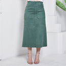 Saia Midi em Suede - Verde