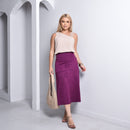Saia Midi Feminina Suede - Uva