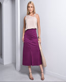 Saia Midi Feminina Suede - Uva