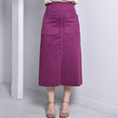Saia Midi Feminina Suede - Uva