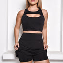Conjunto Fitness Top Short Roupa Academia Feminino Treino - Preto
