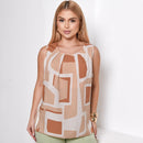 Blusa Regata Estampada bege e Laranja