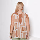 Blusa Regata Estampada bege e Laranja
