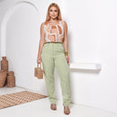 Blusa Regata Estampada bege e Laranja