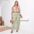 Blusa Regata Estampada bege e Laranja