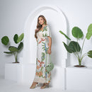 Vestido Feminino Estampado Decote Quadrado Branco