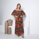 Vestido Feminino Estampado Decote Quadrado