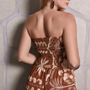 Vestido Longo Feminino Estampado Lastex Terracota
