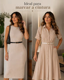 Kit 2 Cintos Femininos Finos  Fivela Dourada Elegante Casual