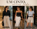 Cinto Feminino Com Fivela Em Detalhes Dourados Casual Gringa