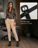 Cinto Feminino Com Fivela Em Detalhes Dourados Casual Gringa