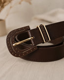 Cinto Feminino Com Fivela Em Detalhes Dourados Casual Gringa