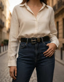 Cinto Feminino Com Fivela Em Detalhes Dourados Casual Gringa
