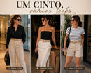 Cinto Feminino Com Fivela Em Detalhes Dourados Casual Gringa