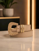 Cinto Feminino Com Fivela Em Detalhes Dourados Casual Gringa
