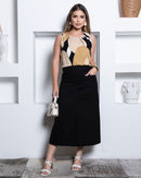 Saia Midi em Suede - Preta