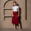 Saia Midi Suede  Bordô