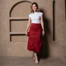 Saia Midi Suede  Bordô