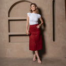 Saia Midi Suede  Bordô