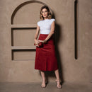 Saia Midi Suede  Bordô