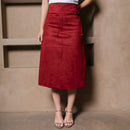 Saia Midi Suede  Bordô