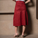 Saia Midi Suede  Bordô