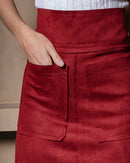 Saia Midi Suede  Bordô
