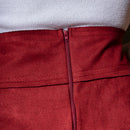 Saia Midi Suede  Bordô