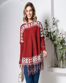 Blusa Poncho de Tricô - Vermelho