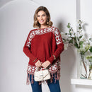 Blusa Poncho de Tricô - Vermelho