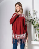 Blusa Poncho de Tricô - Vermelho