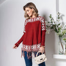 Blusa Poncho de Tricô - Vermelho