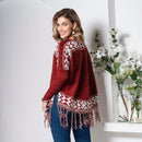 Blusa Poncho de Tricô - Vermelho