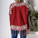 Blusa Poncho de Tricô - Vermelho