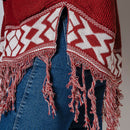 Blusa Poncho de Tricô - Vermelho
