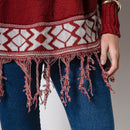 Blusa Poncho de Tricô - Vermelho