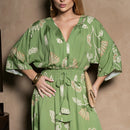 Vestido Longo Feminino Estampado Manga Ampla
