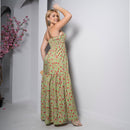 Vestido Longo Floral Verde com Bojo e Alças Finas – Tamanho Único