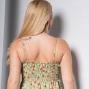 Vestido Longo Floral Verde com Bojo e Alças Finas – Tamanho Único